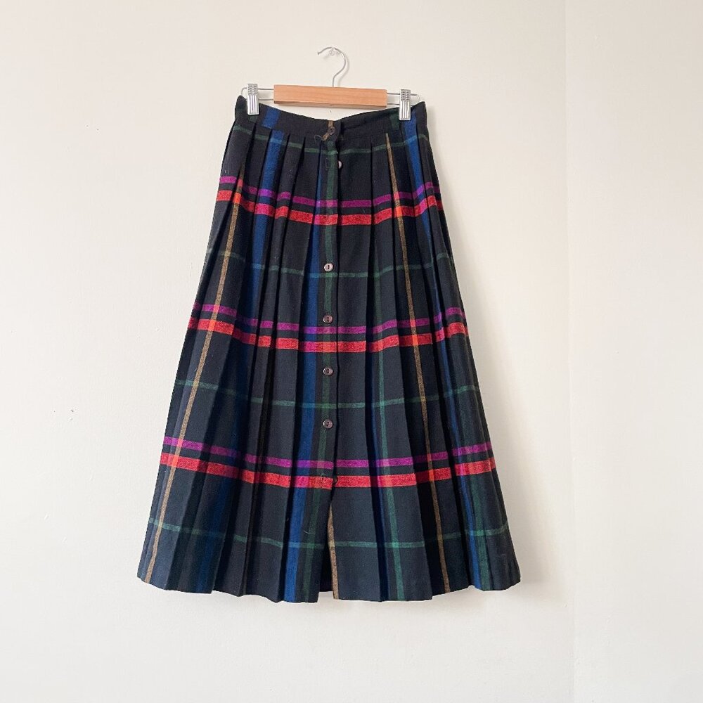 VINTAGE WORTHING WOOL MULTICOLORED PLEATED SKIRT